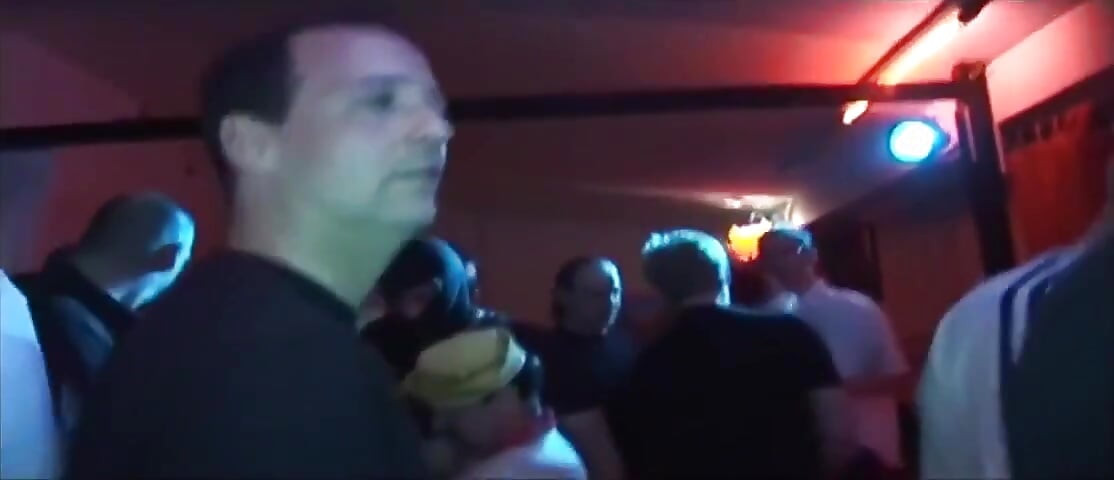 Blonde Babe Gangbanged by Horny Crowd in Wild Club Orgy