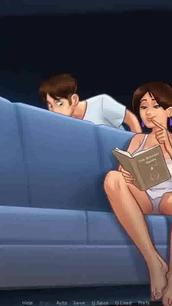 Iconic moment from "Summertime Saga: Horny MILF Got Caught Masturbating On The Sofa - Ep152"