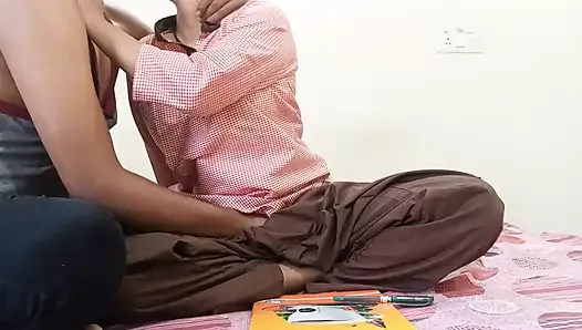 Indian Desi village college student was fucking with boyfriend in badroom in clear Hindi audio language