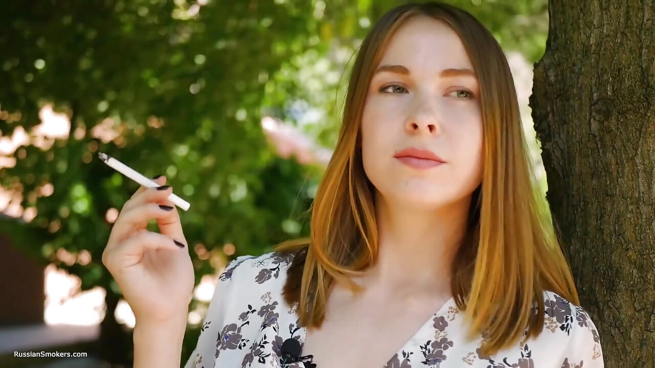 Evgeniya Is Smoking Strong 120mm Cigarette