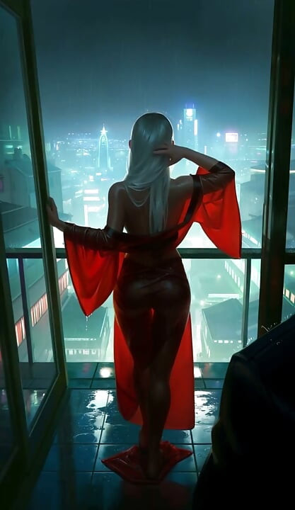 Virtual AI Kink prezentuje: Piękność w deszczową noc