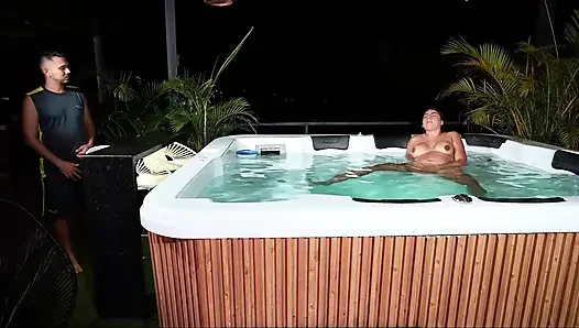 Melany Latina Fucking with Her Boyfriend's Best Friend in the Jacuzzi