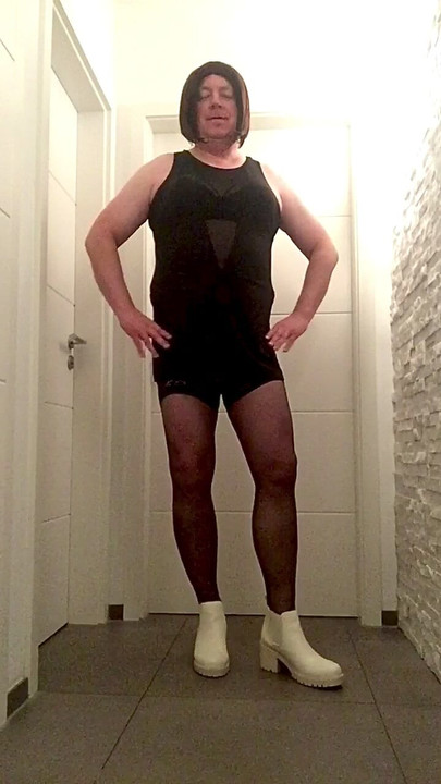 รองเท้าบูทถุงน่องใส่ถุงน่องเดรส - Nicki-Crossdress