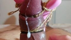 Grosse bite attachée pour une torture au vibromasseur après l'orgasme