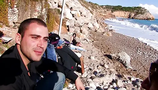 Hot outdoor fuck on the beach for a brunette fucked doggystyle