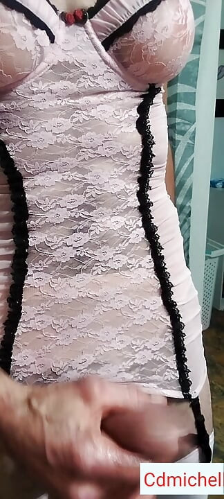 Cdmichelle Wearing White Sexy Lingerie Playing with Cock Until Huge Cum