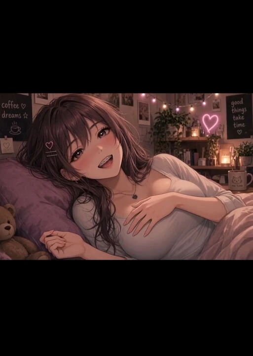 Cute anime girl in your bed