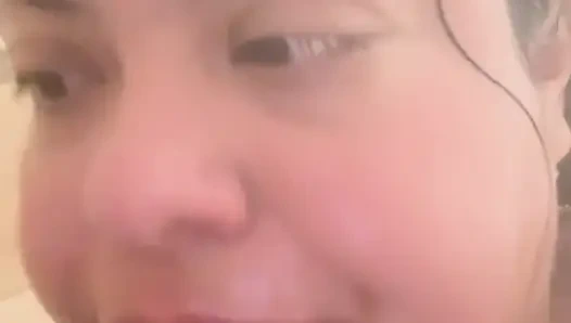 Horny Slut fucks her throat with bbc dildo in shower