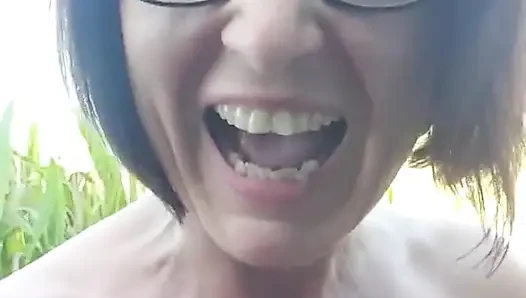 Nude Run with Squirt in Cornfield