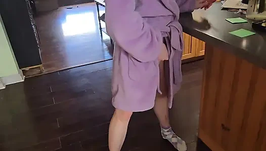 Milf sucks before counter fuck and cum on ass