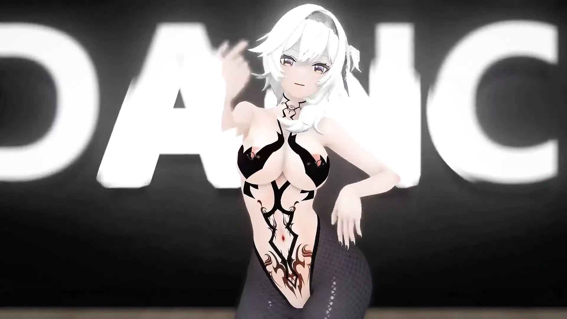 Genshin Impact Eula Hentai dança boa noite beija cabelo branco cor edit Smixix