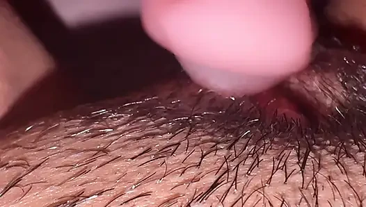 Tongue deep into a pussy.  Skinny hot girl