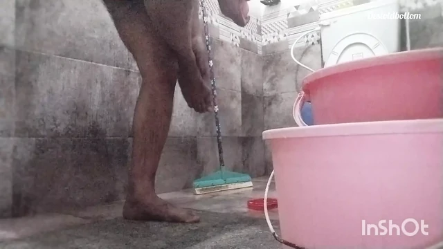 RETURNING FROM OFFICE SELF CLEANING IN BATHROOM