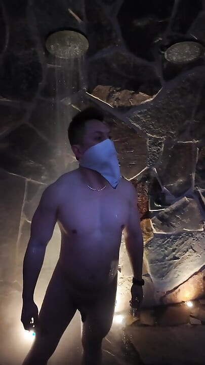 Naked Asian Muscle Hunk Dawn Outdoor Shower Flex - Thick Biceps, 6-pack Abs, V-taper Back & Big Cumshot