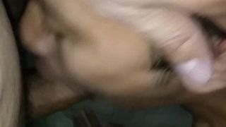 Sucking Asian cock and getting face fucked