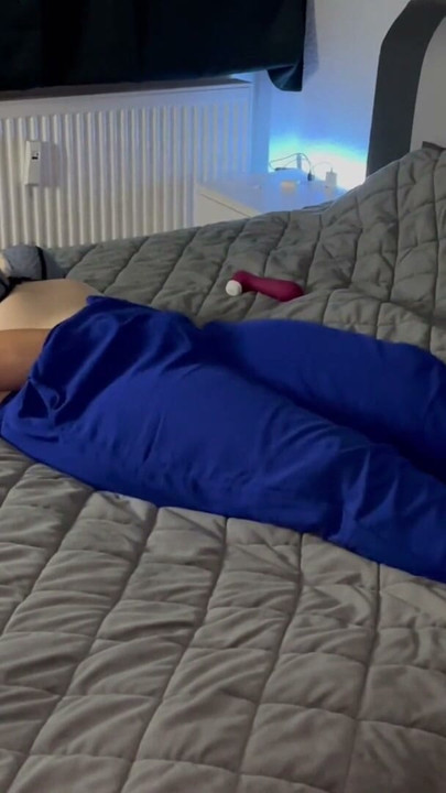 Masturbating on the bed in a bra. Multiple orgasms trembling twitching moaning vibrator satisfyer foreplay before… | Clip 1