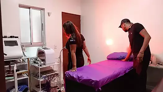 A CLIENT AT MY SPA GETS HORNY AND FUCKS WITH ONE OF THE MASSEUSES