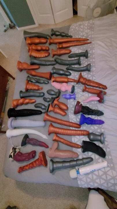 My toy collection. Mass destructions  Squarepeg toys Bad Dragon hankeys toys. Anal toy addiction.