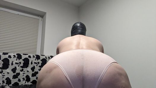 I tied off my huge udders with zip ties and masturbating with a magic wand