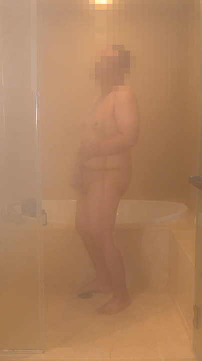 Asian Daddy Speedo Strip, Hot Shower and Masturbate