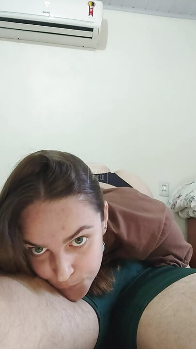 Big ass girlfriend sucked me and played with my cock