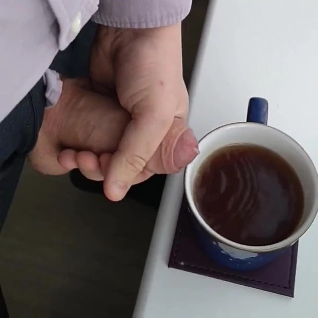 Jerking off into a hot drink