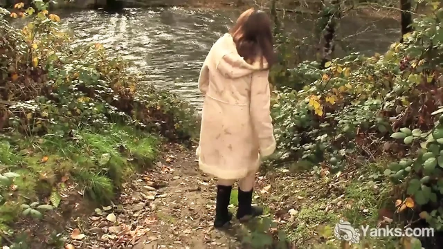 Chesty amateur Amber masturbating outdoors