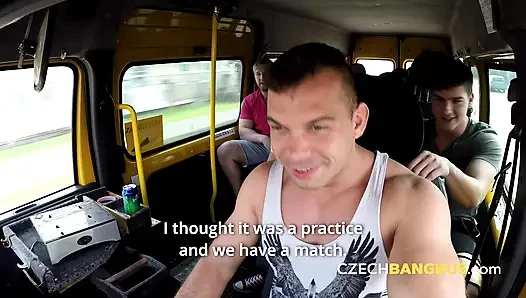 Hot gangbang with a busty MILF (Czech Bang Bus)