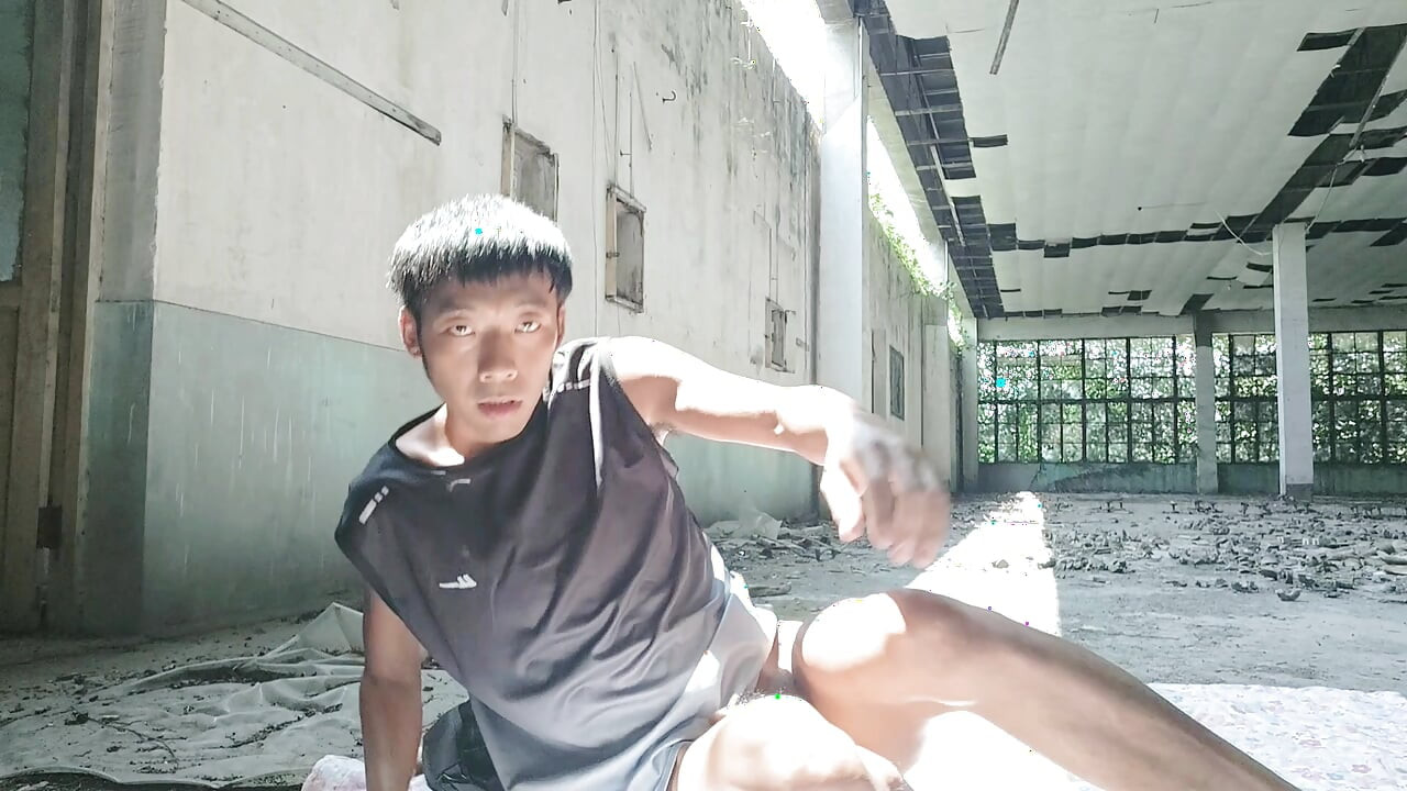 Cute Asian boy masturbates, moaning, ejaculating, and consuming fluids in a dreamlike light and shadow environment