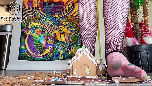 Riesin, weihnachtsdorf Zeitlupe zerstört meine rothaarigen häuser in zeitlupe