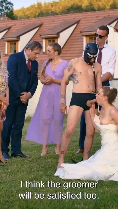 BRIDE4K. Wedding ritual sex with sexy blonde bride, dogging and wax play | Clip 1