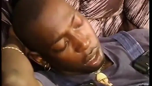 Ebony BBW sucks and titty fucks hunk with her huge juicy tits