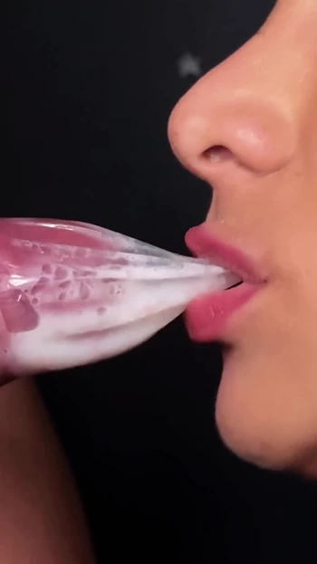 Stunning moment from "CLOSE UP: Horny Condom Blowjob! She Broke The Condom And Got The Cum In Her Mouth"