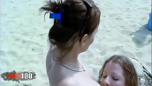 Emy: Emy & Anastasia Eat Pussy on the Beach