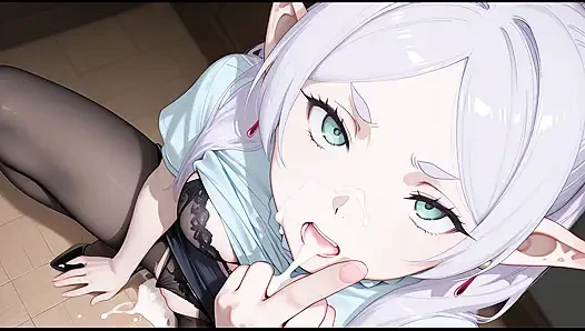 Frieren zam istemek için patronuna geldi. Frieren patronuyla seks yapıyor. Frieren hentai cosplay