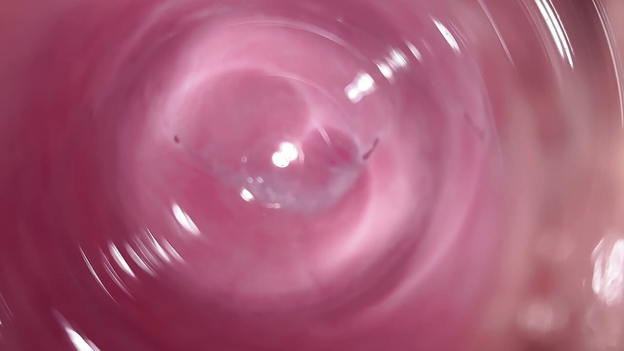 Camera deep inside Mia's teen creamy pussy