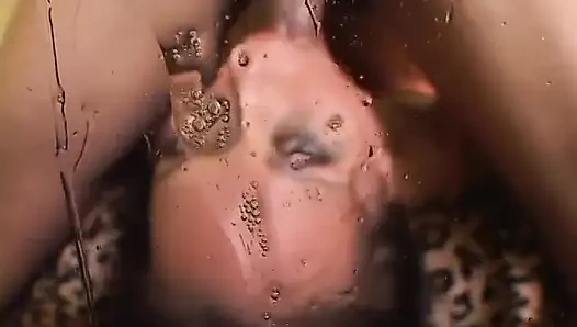 Horny stud enjoys a blowie from two cute babes