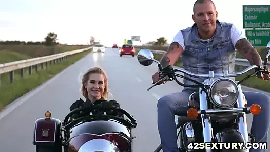 Blondie thanking a hunk of meat for the ride