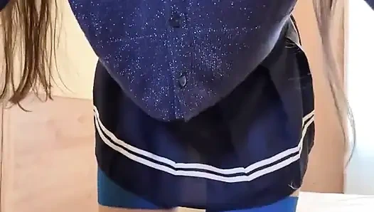 Russian Talkative Cutie in Stockings and Heels Dancing Striptease