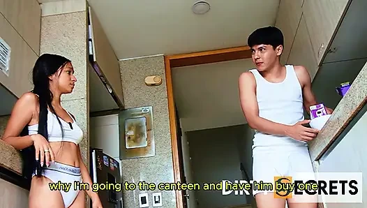 MY STEPBROTHER TAKES MY MILK FROM BREAKFAST, AND I FUCK SO HE'LL PUT HIS ON ME.