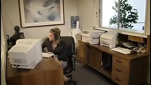 Sexy Blonde Secretary Slut in Blue Lingerie Loves to Get Fucked in the Office
