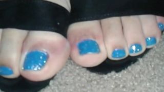 Blue toes in heels