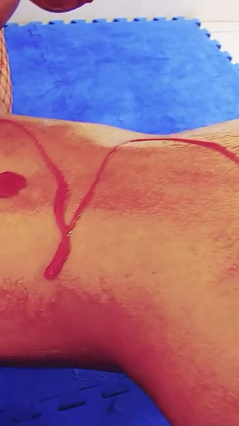 Powerful moment from "Three Big Tits Lesbian in Food Fetish Lick and Toy Play FFF Threesome"