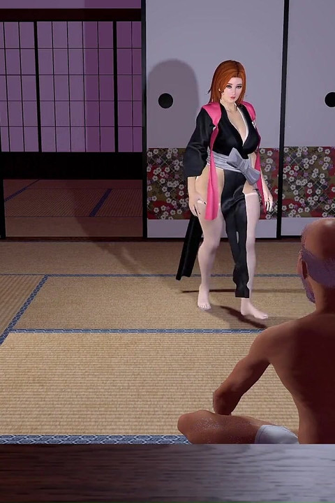 ראנגיקו ג'ינג'ית חזה גדול מזדיינת ומקבלת זרע מזוקן