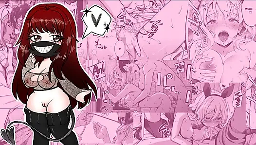 Istri gotik hot dengan toket besar lagi asik nonton bokep hentai (nagachichi nagai-san) sambil mainin kontol besar