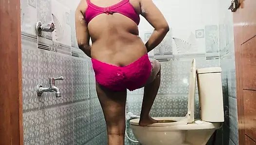 Desi Stepmother Playing with her stepson's pussy while taking a shower