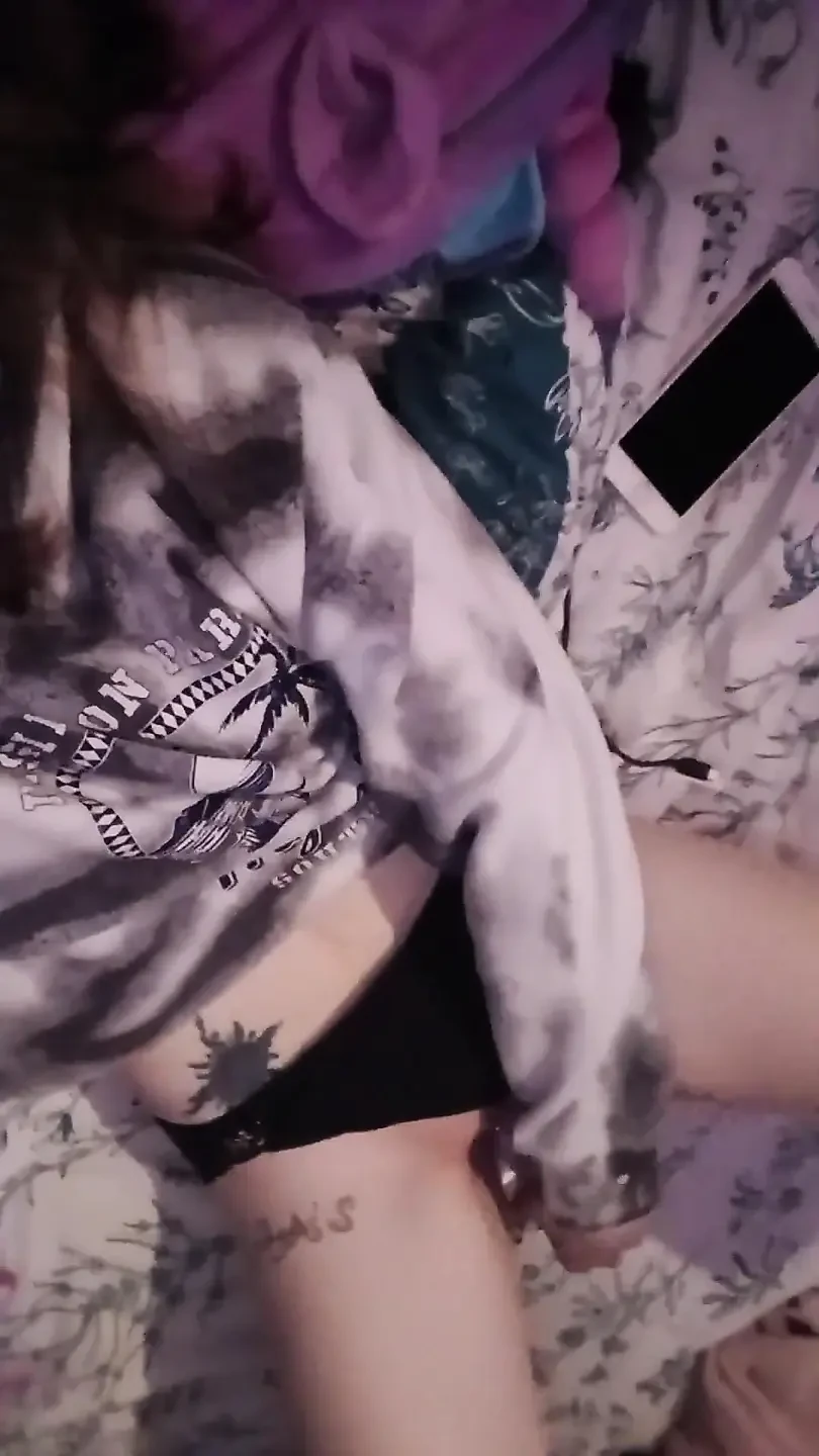Petite White Girl Sticks Water Bottle in Her