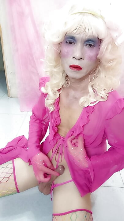Oanh Le transvestida com roupa sexy, pornografia, a masturbação suave do pau é demasiado boa