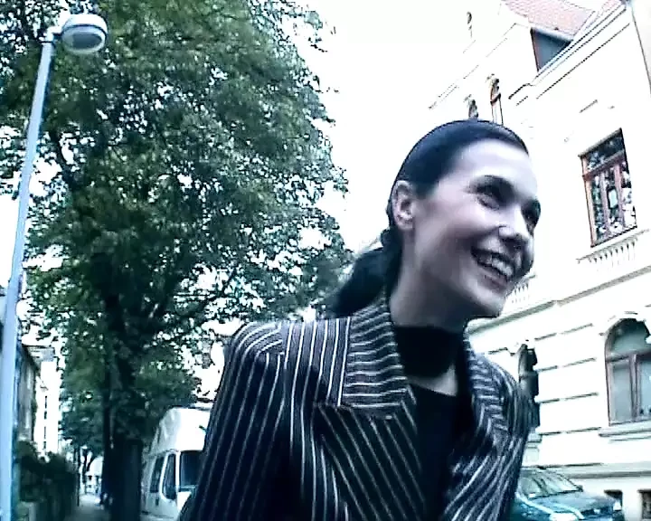 A stunning-looking German lady making her cunt wet with a dildo