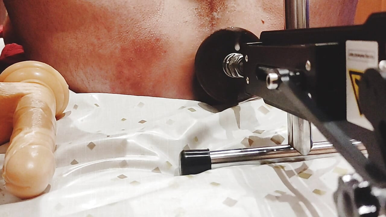 Machine fuck for big dildo 28 cm, double anal